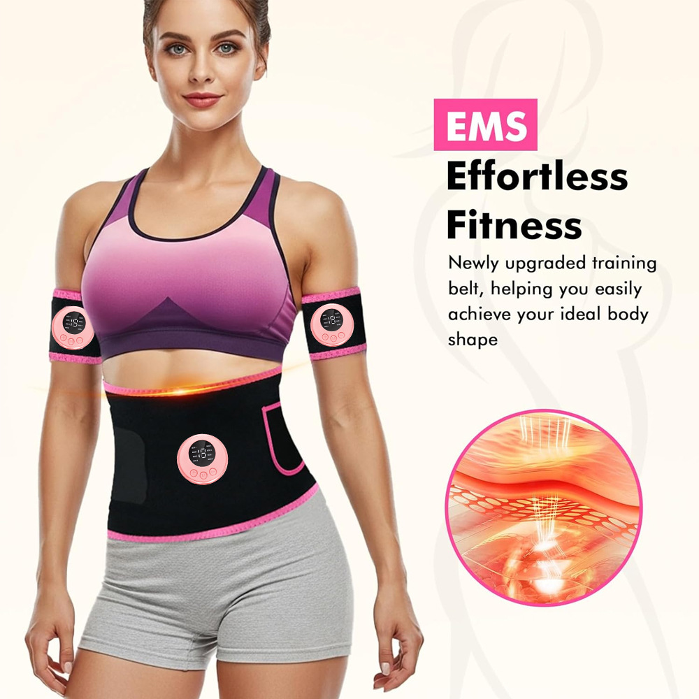 Leather Workout Belt - Estimulador muscular EMS, entrenador de abdominales,
