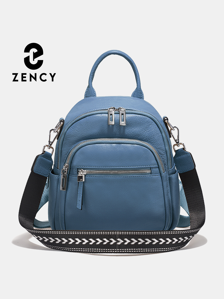 Leatherwork Designs - Mochila pequeña Zency de cuero genuino,