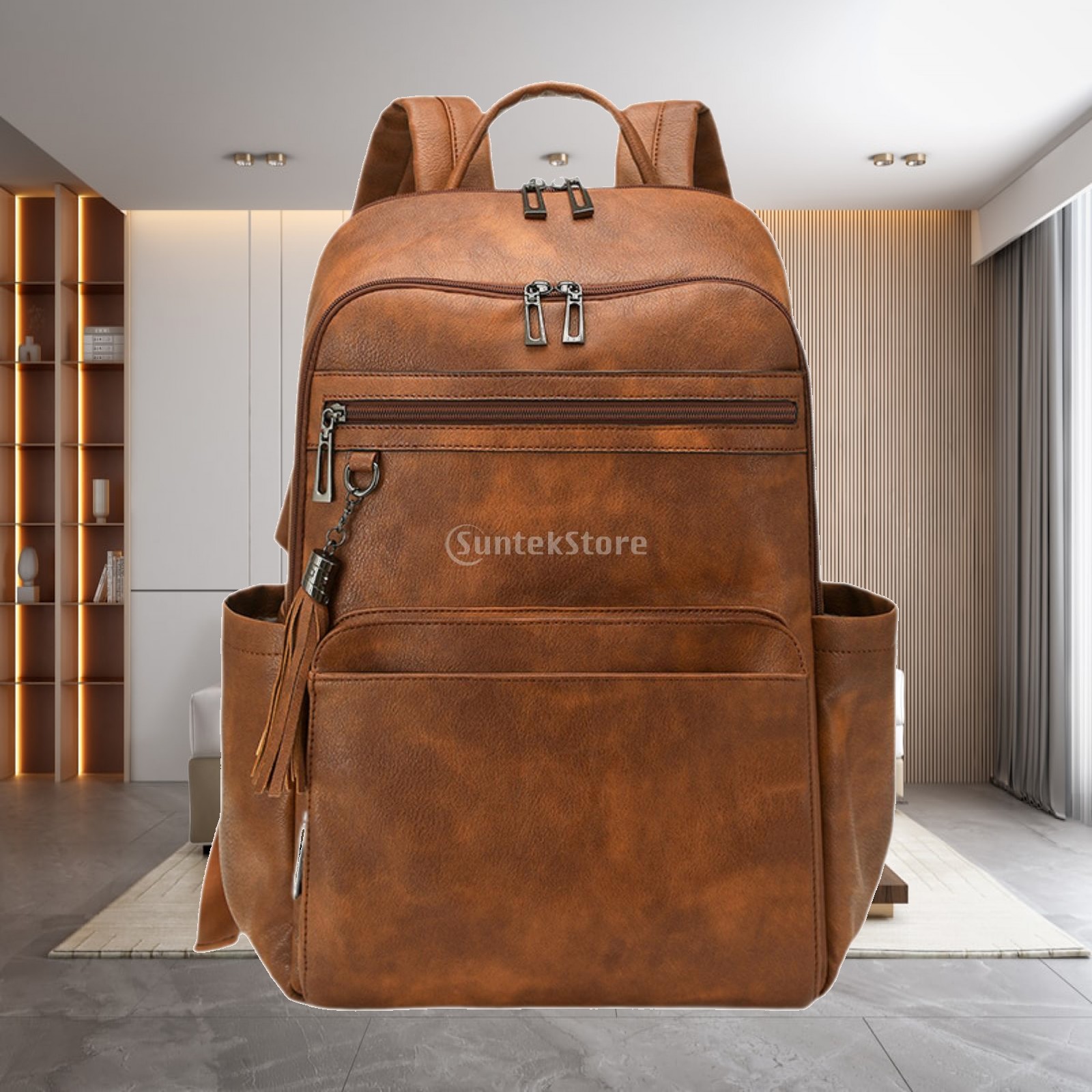 Leather Work Womens Backpack - Bolso de Viaje de Cuero PU